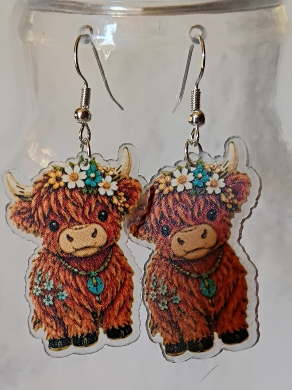 Highland Cow Earrings - Brown Floral Accessories